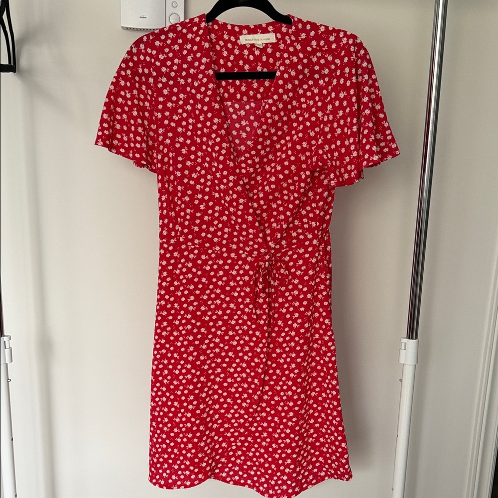 Monteau Red and White Floral Midi Dress